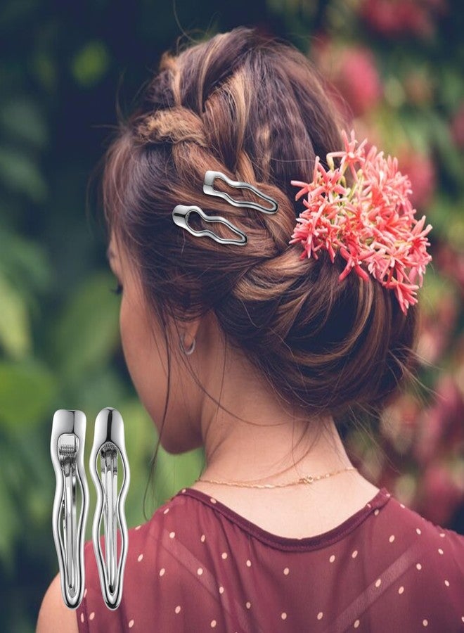 Josojoou 6 Pcs Silver Metal Wave Hair Clips, Small Bangs HairPins Duck Bill Clip Alligator Hair Clips for Women Barrettes Accessories for Thick Thin Hair - Image 5